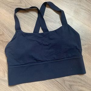 Athleta Warrior Longline Sports Bra A-C small navy blue